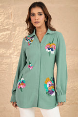 Mint Green Embellished Shirt