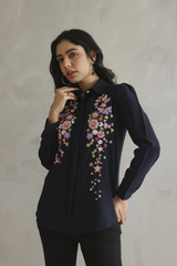 Navy Blue Embellished Shirt