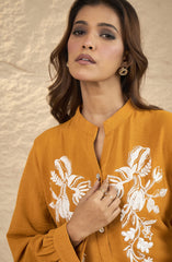 Mustard Floral Embroidered Shirt