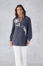 Grey Embellished Shirt