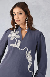 Grey Embellished Shirt