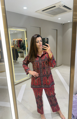 Woolen Red Printed Co-Ord Set