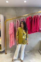 Digital Printed Mustard Cotton Shirt