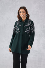Dark Green Sequin Shirt