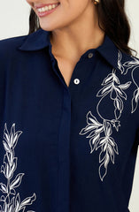 Navy Blue Embroidered Shirt