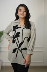 Light Grey Embroidered Shirt