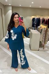 Teal Patch Embroidery Co-ord Set