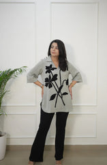 Light Grey Embroidered Shirt