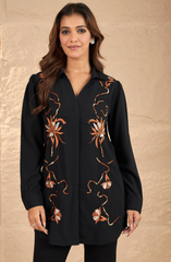 Formal Black & Rust Embroidered shirt
