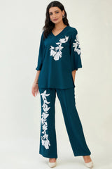 Teal Patch Embroidery Co-ord Set