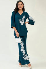 Teal Patch Embroidery Co-ord Set