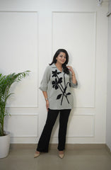 Light Grey Embroidered Shirt