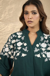 Bottle Green Embroidered Shirt