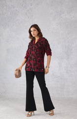 Red Embellished Zip Style Jacket