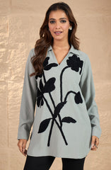 Light Grey Embroidered Shirt