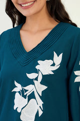 Teal Patch Embroidery Co-ord Set