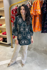 Bottle Green Embroidered Shirt