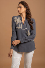 Grey Embellished Shirt