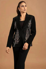 Black Embellished Blazer Set