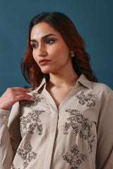 Beige Embellished Shirt