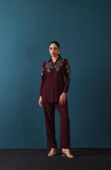 Wine Embellished Co-ord Set