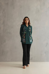 Green Floral Embellished Shirt