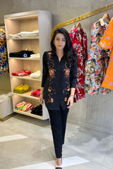 Formal Black & Rust Embroidered shirt