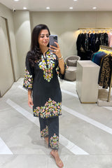 Black Embroidered Kurta Set