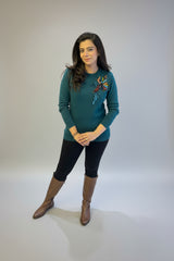 Bottle Green Sweater with Contrast Sequin