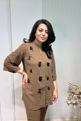 Brown Mocha Embellished Co-Ord Set