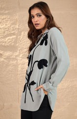 Light Grey Embroidered Shirt