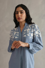 Embroidered Ice Blue Shirt