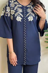 Blue Embroidered Co-ord Set