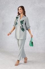 Pastel Grey Zipper Style Co-Ord Set