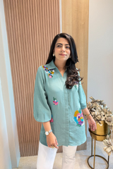 Mint Green Embellished Shirt