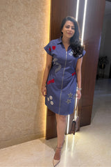 Purple Star & Love Motif Mini Dress