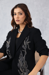Black Embellished Blazer Set