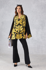 Black & Mustard Embroidered Cape