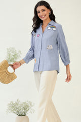 Cotton Denim Embellished Shirt