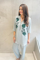 Pastel Grey Zipper Style Co-Ord Set