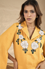 Mustard Pearl & Sequin Sunflower Shirt