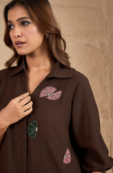 Brown Abstract Embellished Shirt