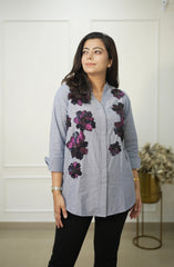 Cotton Denim Sequin Shirt