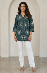 Bottle Green Embroidered Shirt