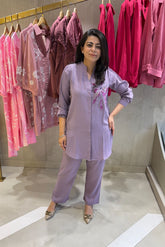 Lilac Embellished Cord Set