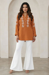 Rust Orange Embroidered Shirt