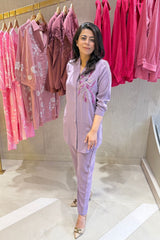 Lilac Embellished Cord Set