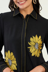 Black Sunflower Embroidered Co-ord Set