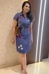 Purple Star & Love Motif Mini Dress