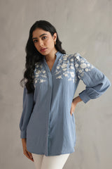 Embroidered Ice Blue Shirt